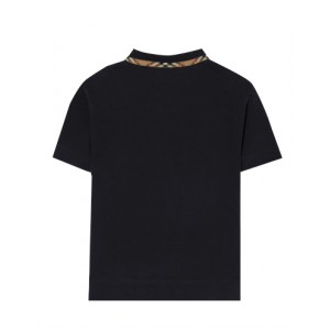 Black cotton piqué polo shirt