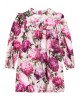 Peony-print cotton flannel dress