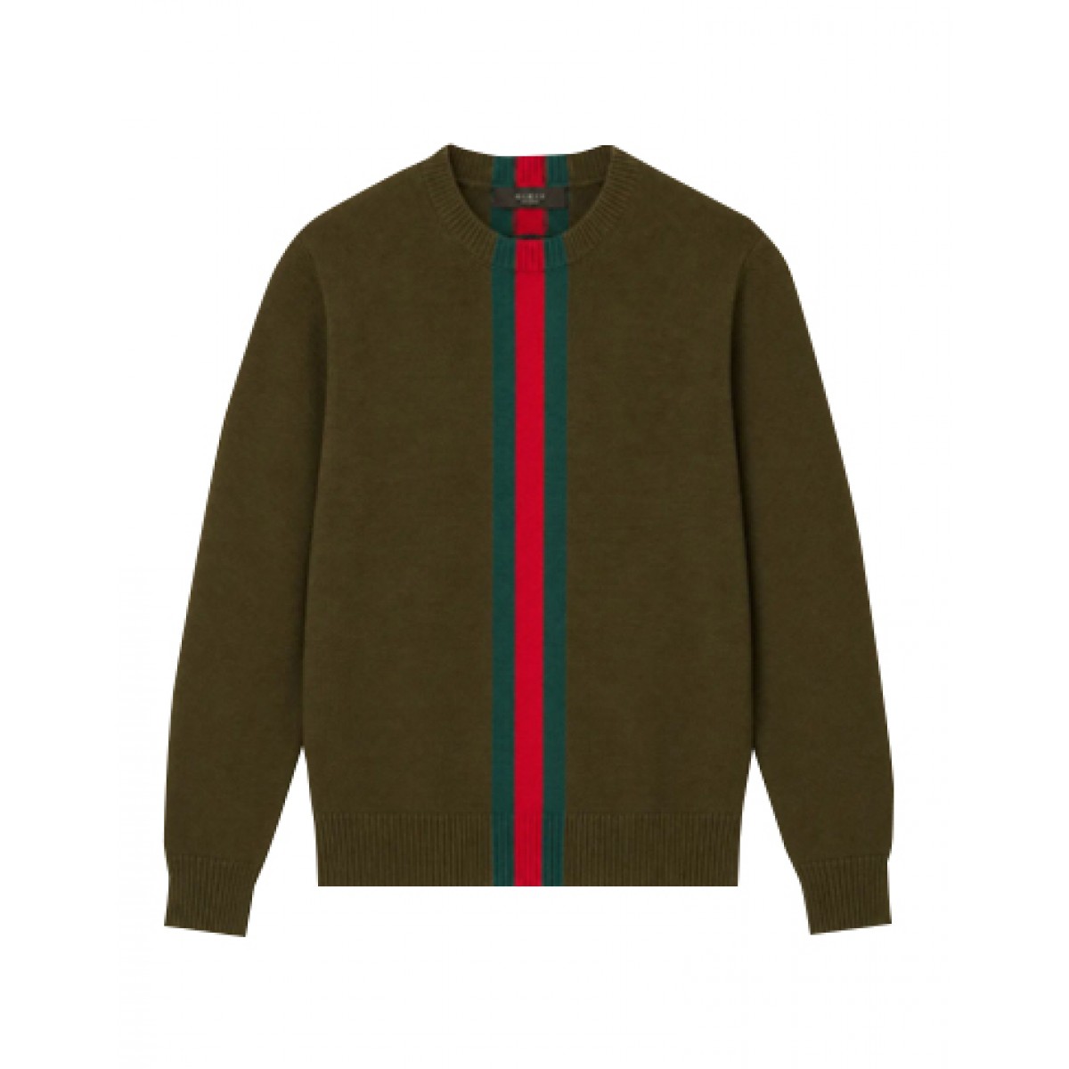 Green wool sweater with Web detail