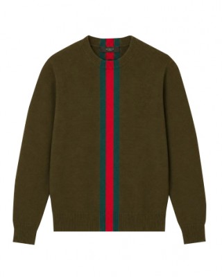 Green wool sweater with Web detail