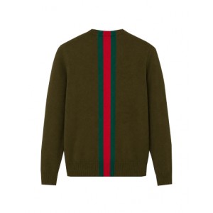Green wool sweater with Web detail