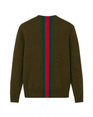 Green wool sweater with Web detail