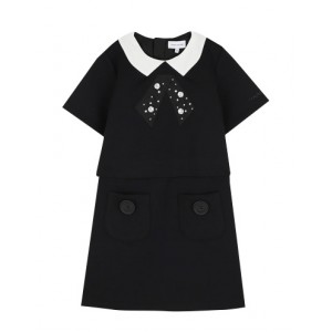 Crystal-embellished Peter-Pan collar dress