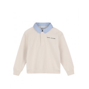 Beige logo-print sweater with contrast collar