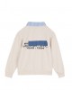 Beige logo-print sweater with contrast collar
