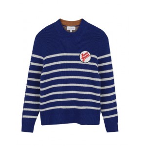 Blue striped argyle-pattern sweater