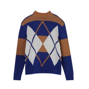 Blue striped argyle-pattern sweater