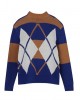 Blue striped argyle-pattern sweater