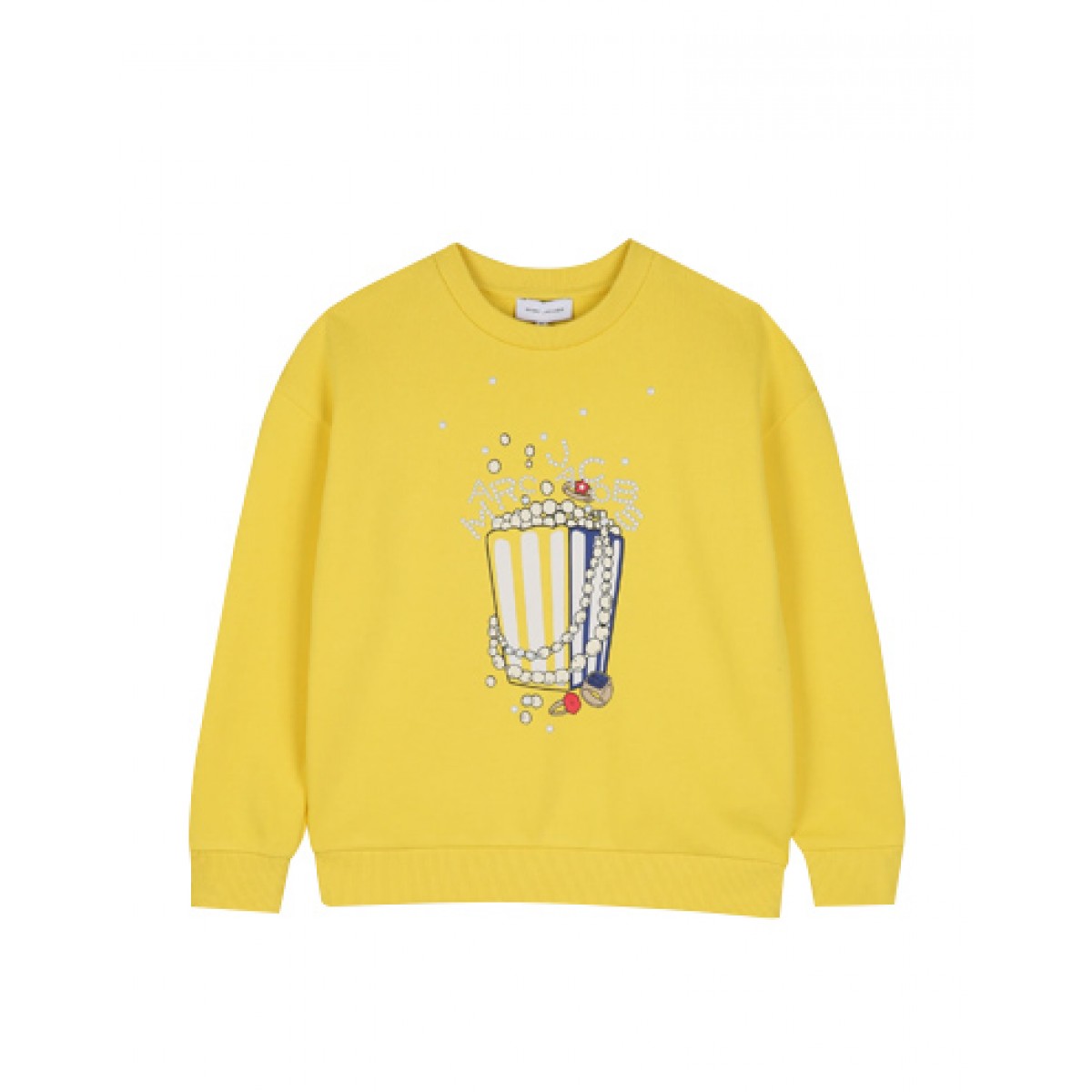 Popcorn-print faux-pearl-embellished sweater