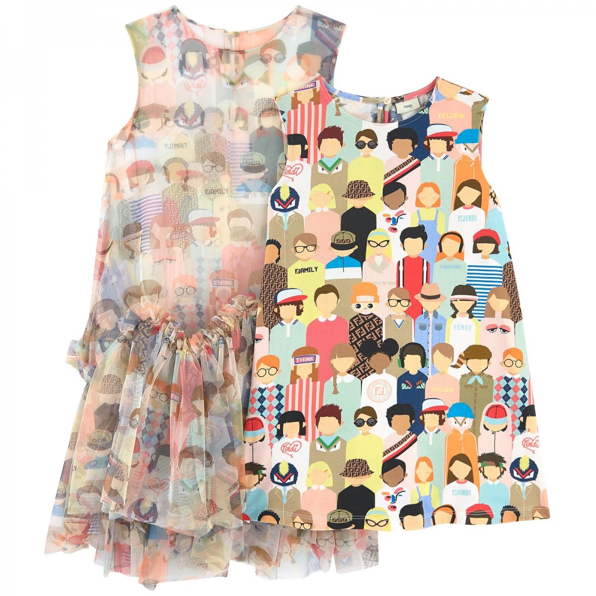 Printed tulle dress