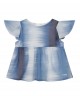 Ruffled cotton gradient print blouse