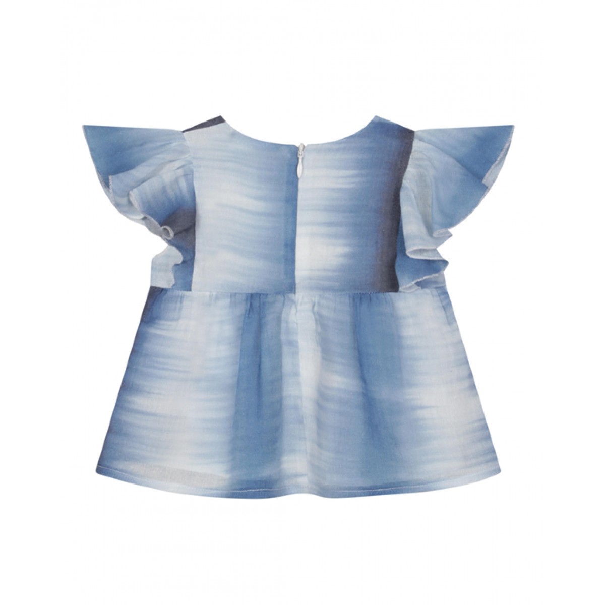 Ruffled cotton gradient print blouse