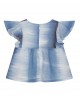 Ruffled cotton gradient print blouse