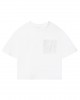Embroidered voile patch pocket T-shirt