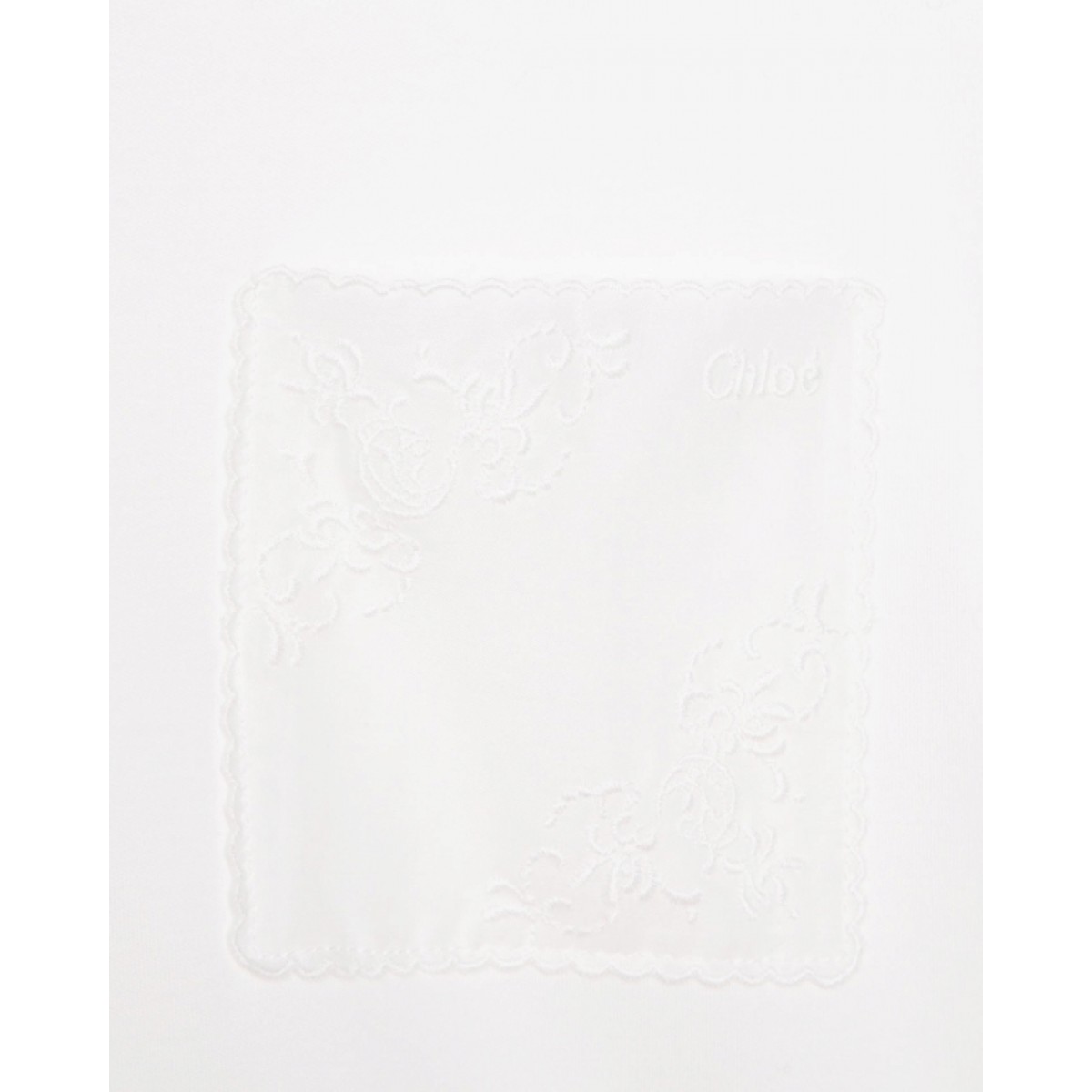 Embroidered voile patch pocket T-shirt
