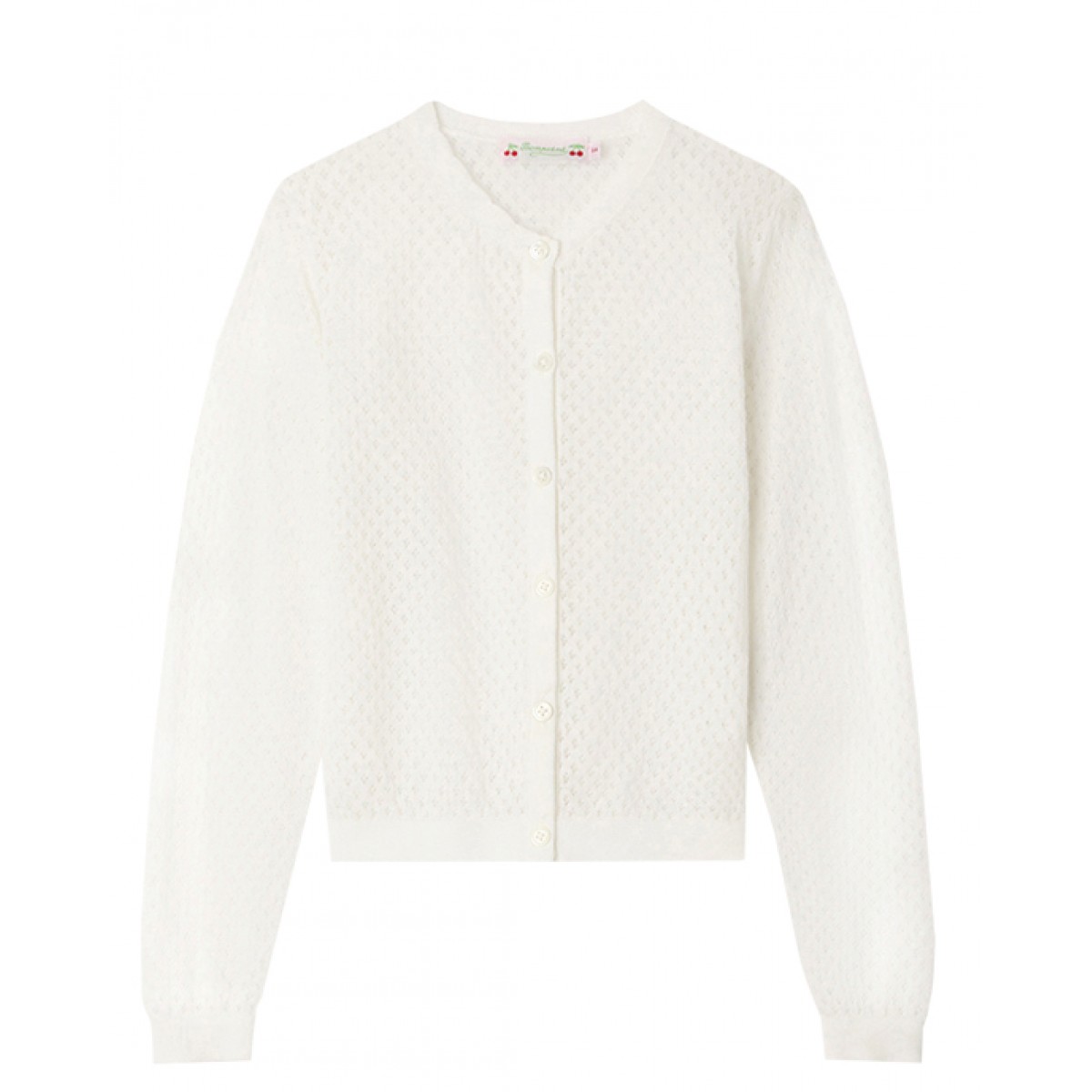 Pointelle-knit cotton cardigan in white