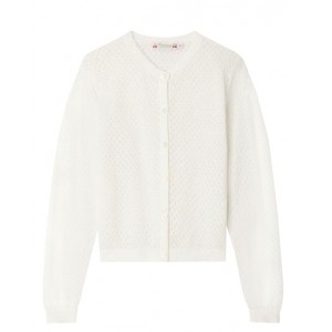 Pointelle-knit cotton cardigan in white