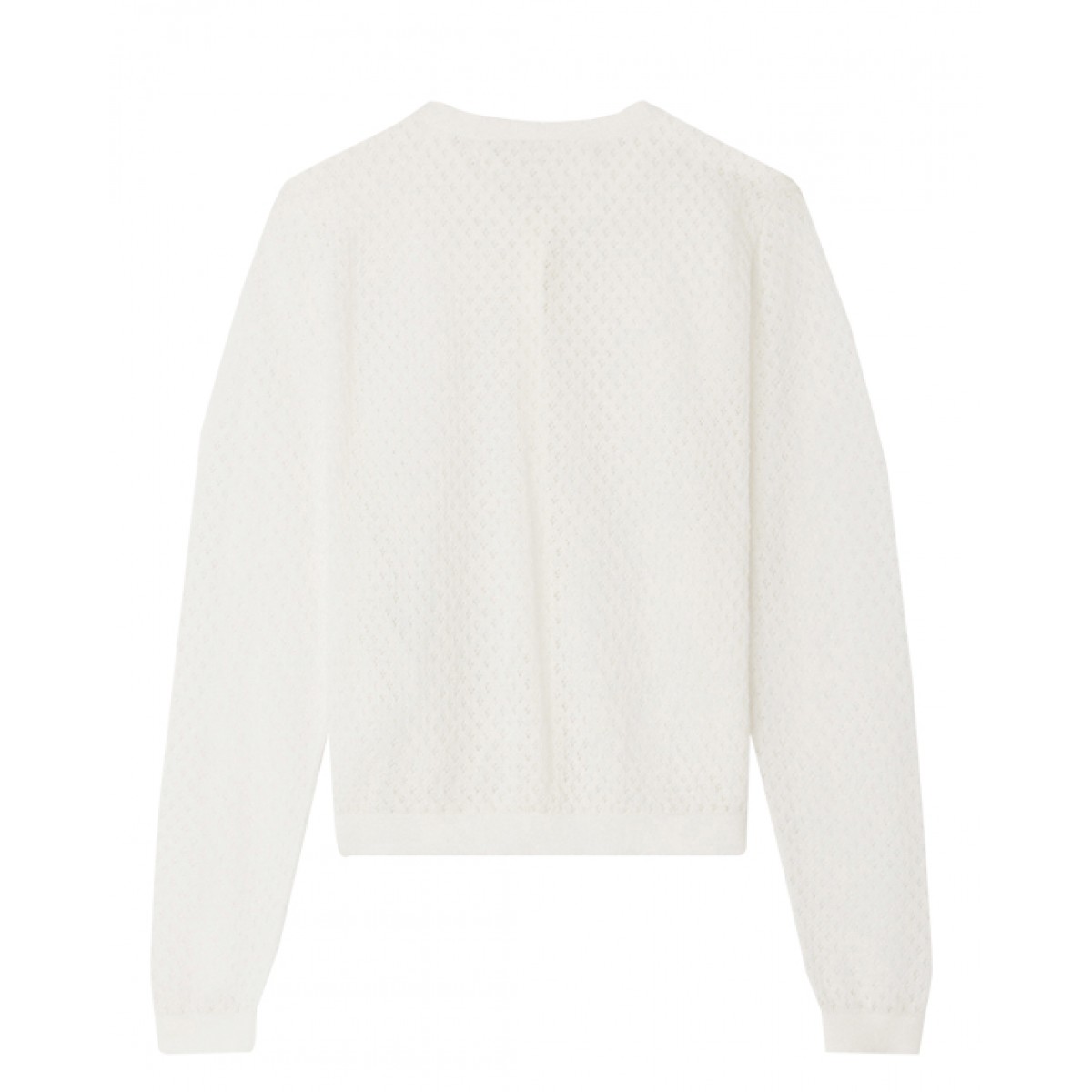 Pointelle-knit cotton cardigan in white