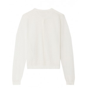 Pointelle-knit cotton cardigan in white