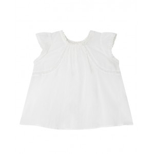 White cotton crochet trim blouse