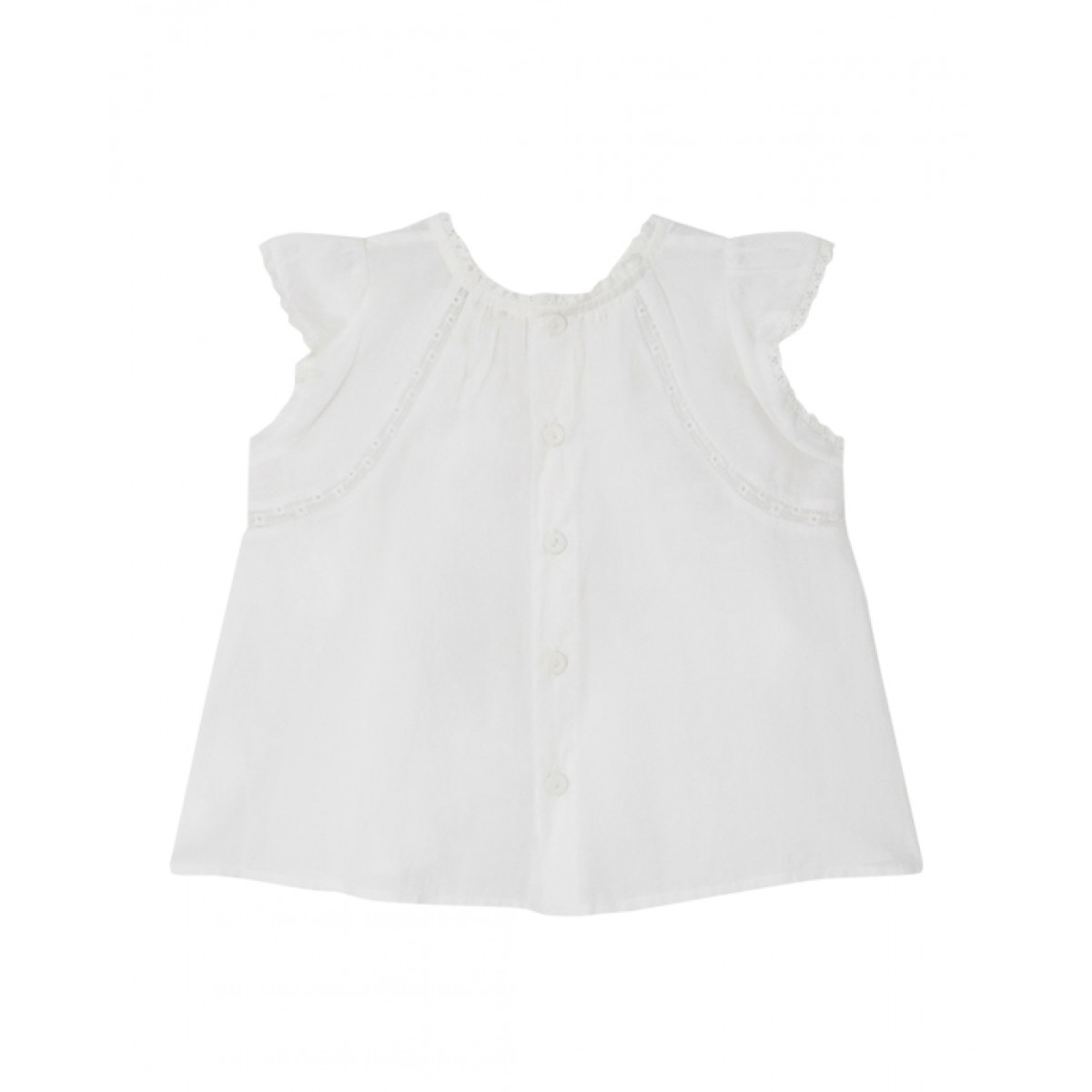 White cotton crochet trim blouse