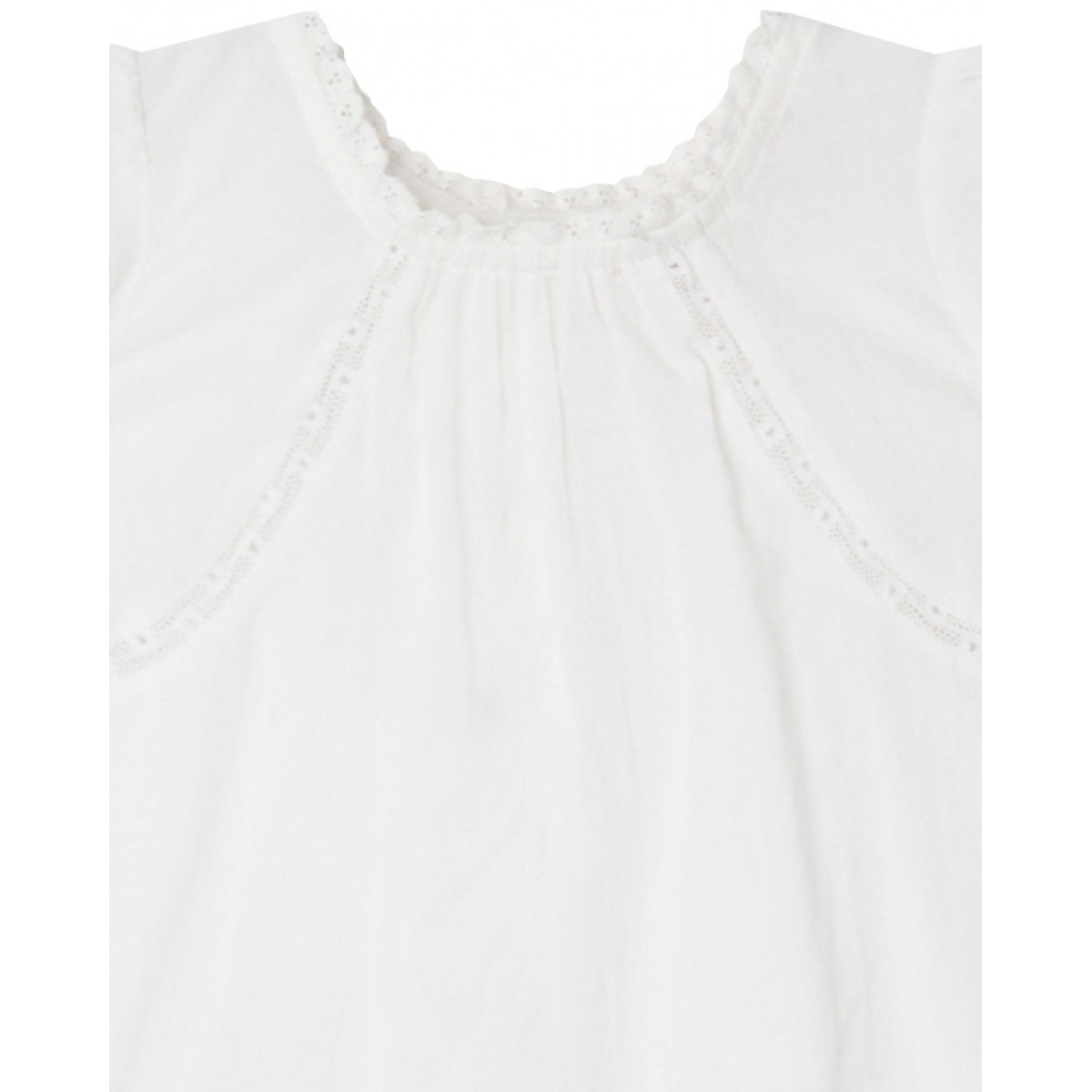 White cotton crochet trim blouse