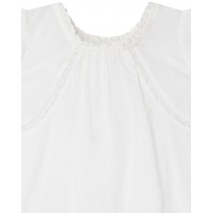 White cotton crochet trim blouse