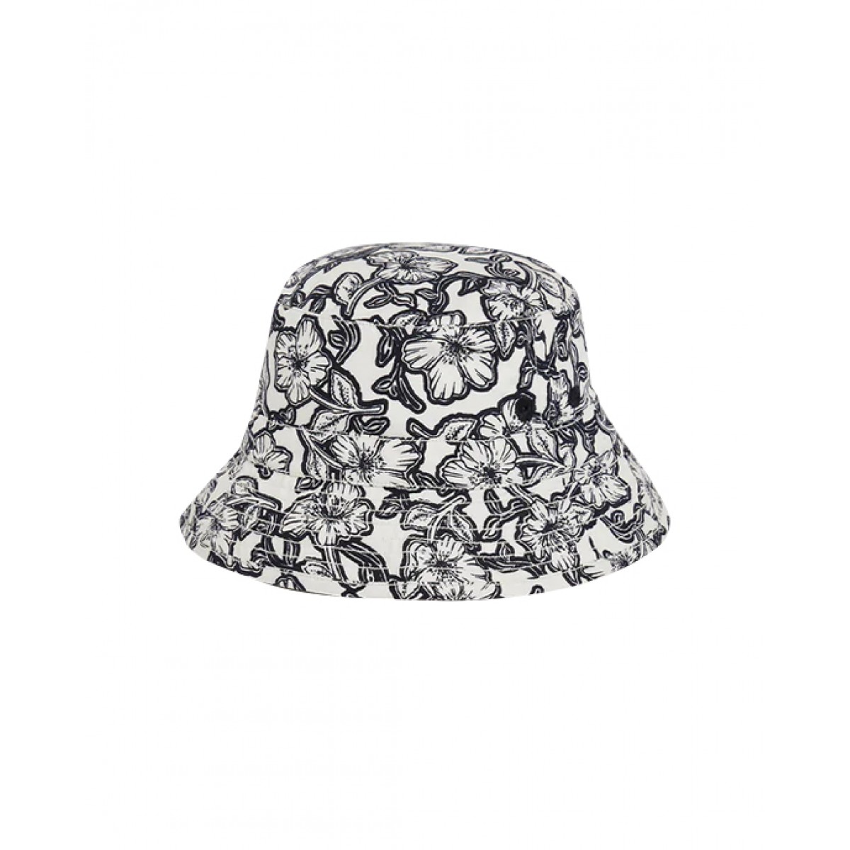 Flower motif bucket hat in black and white