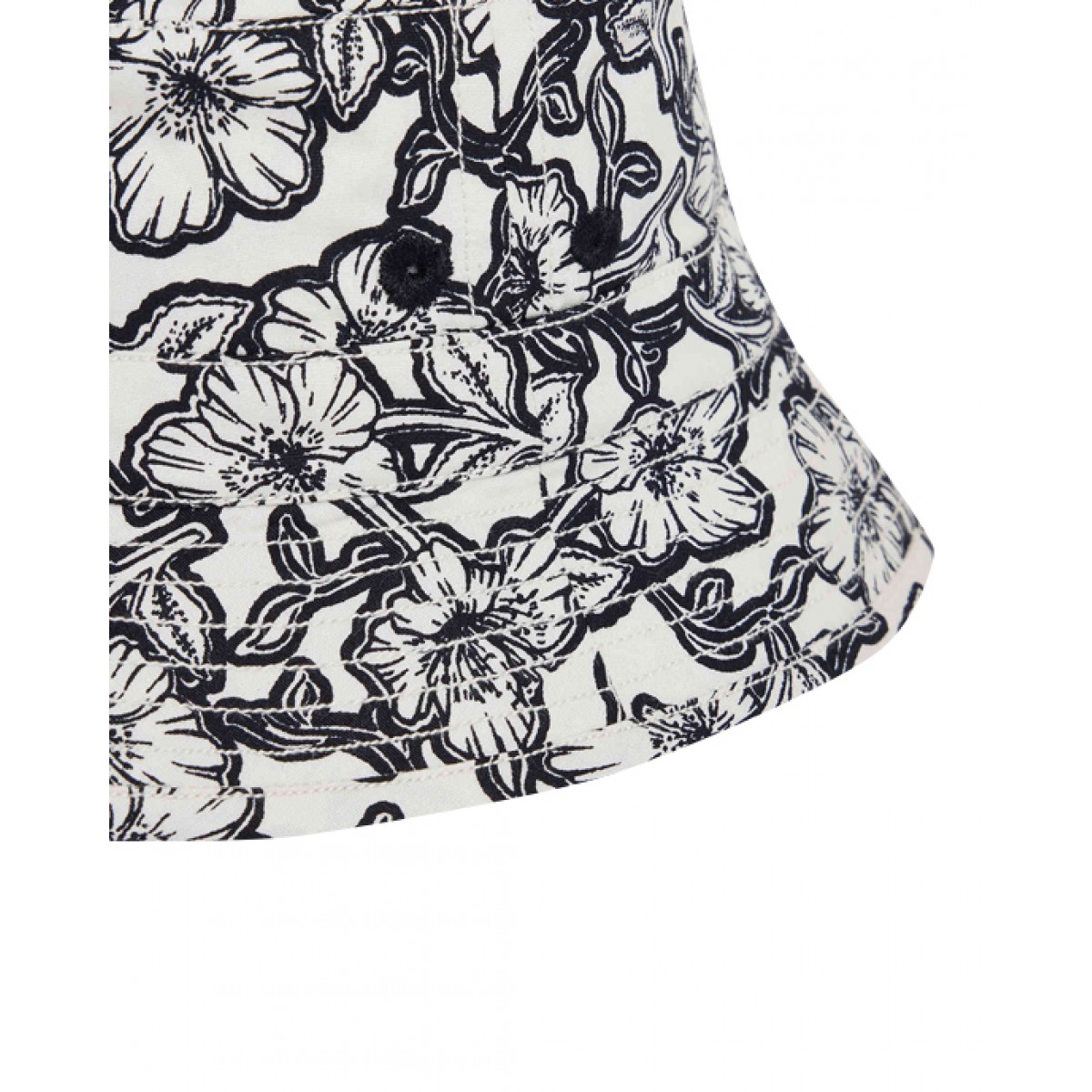 Flower motif bucket hat in black and white