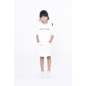 Logo print sweatshirt dress in white