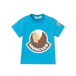 Blue logo print jersey T-shirt
