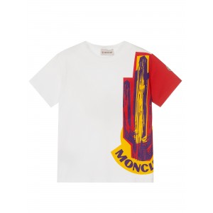 White cactus print jersey logo T-shirt