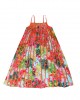 Floral motif pleated cupro dress