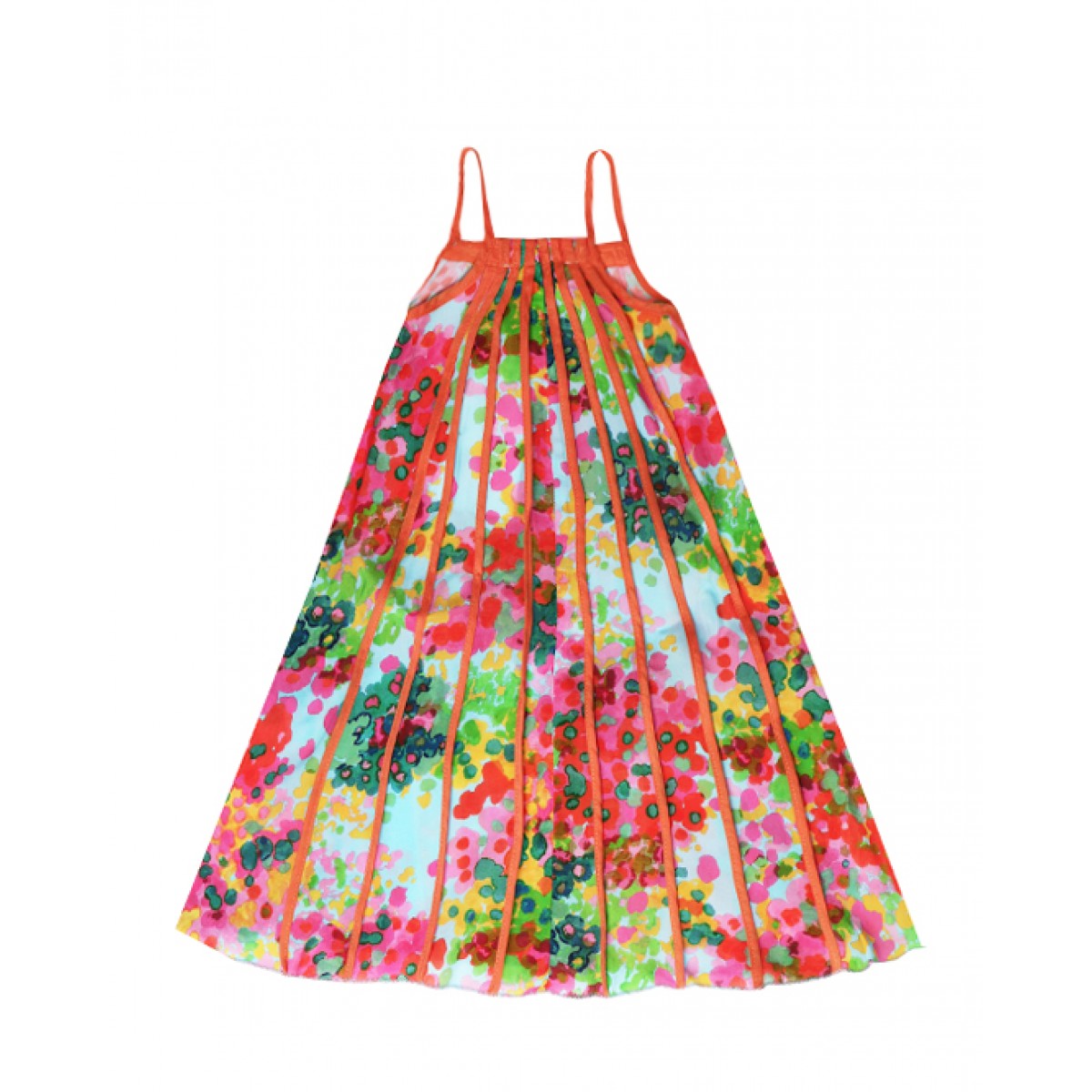 Floral motif pleated cupro dress