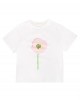 White cotton T-shirt with flower print