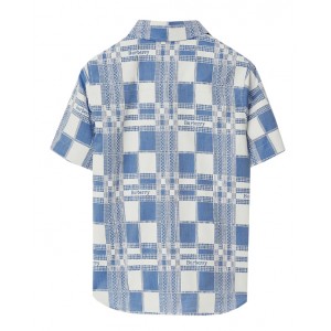 Check cotton shirt in pale blue