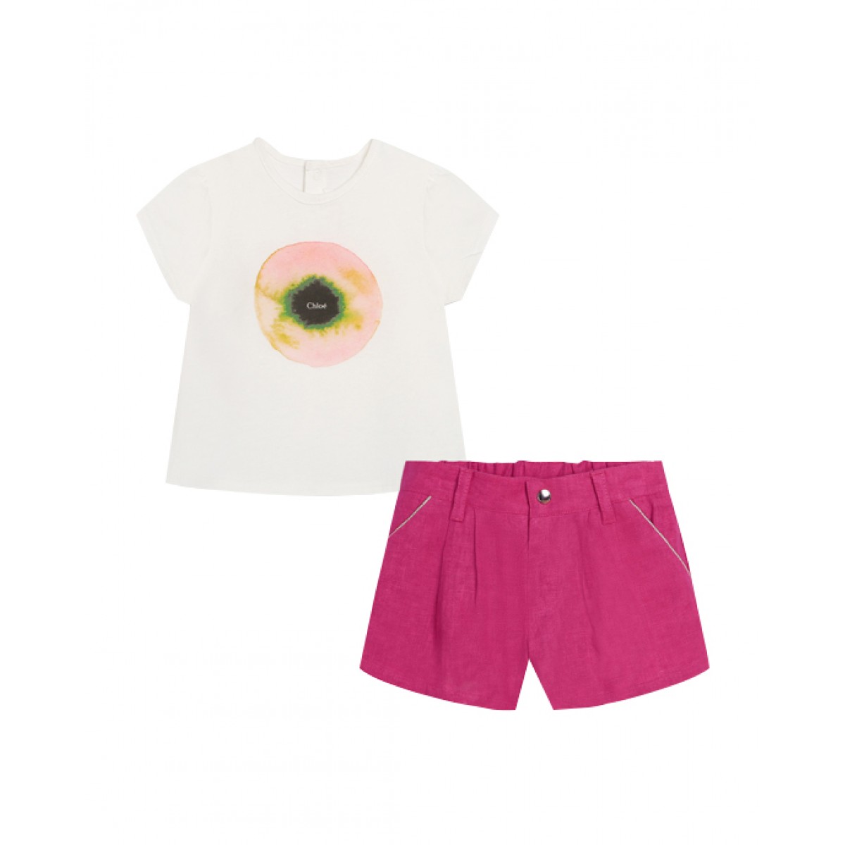 Cotton T-shirt and pink shorts set for baby girls