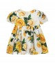 Poplin dress with a charming yellow rose print
