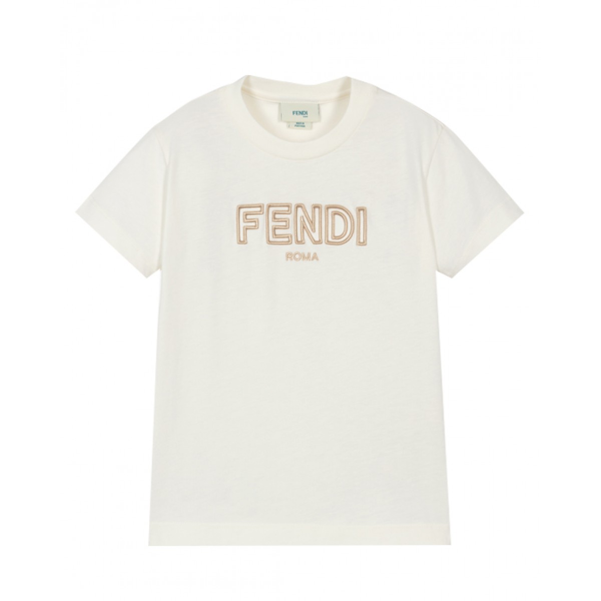 Ivory embroidered cotton T-shirt by Fendi