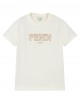 Ivory embroidered cotton T-shirt by Fendi