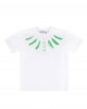 White T-shirt featuring a feather print