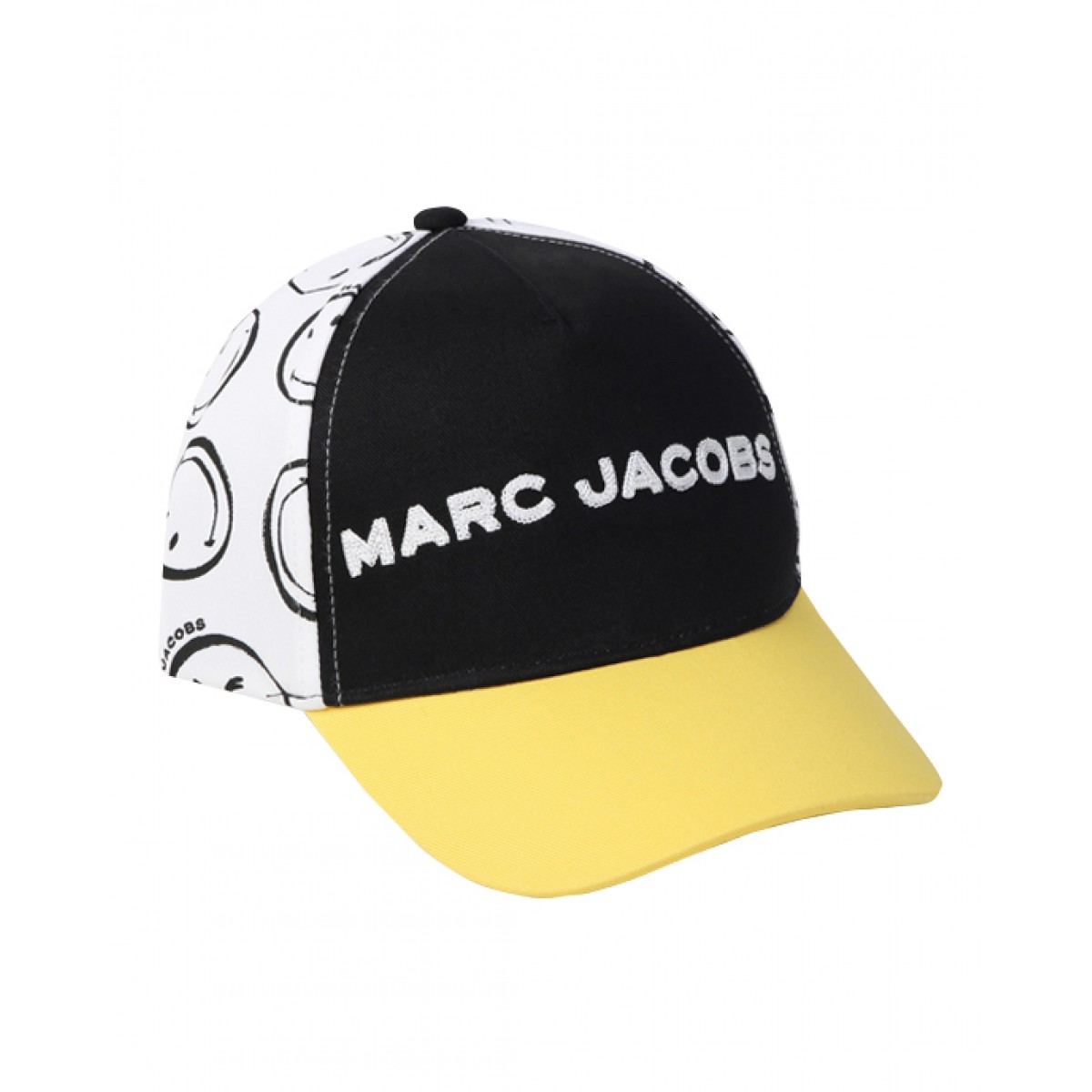 Unisex black & white cotton smiley faces cap