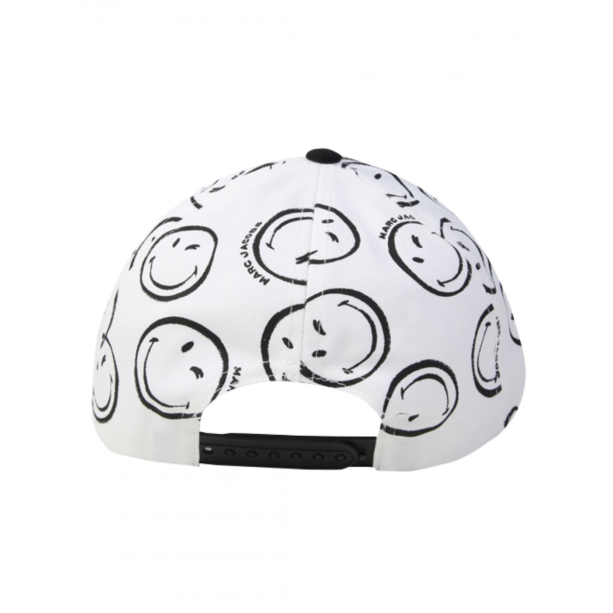 Unisex black & white cotton smiley faces cap