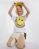 Unisex black & white cotton smiley faces cap