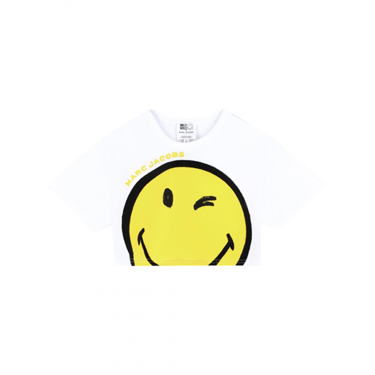 Ivory cotton smiley face crop top