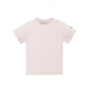 Pink logo embroidered T-shirt