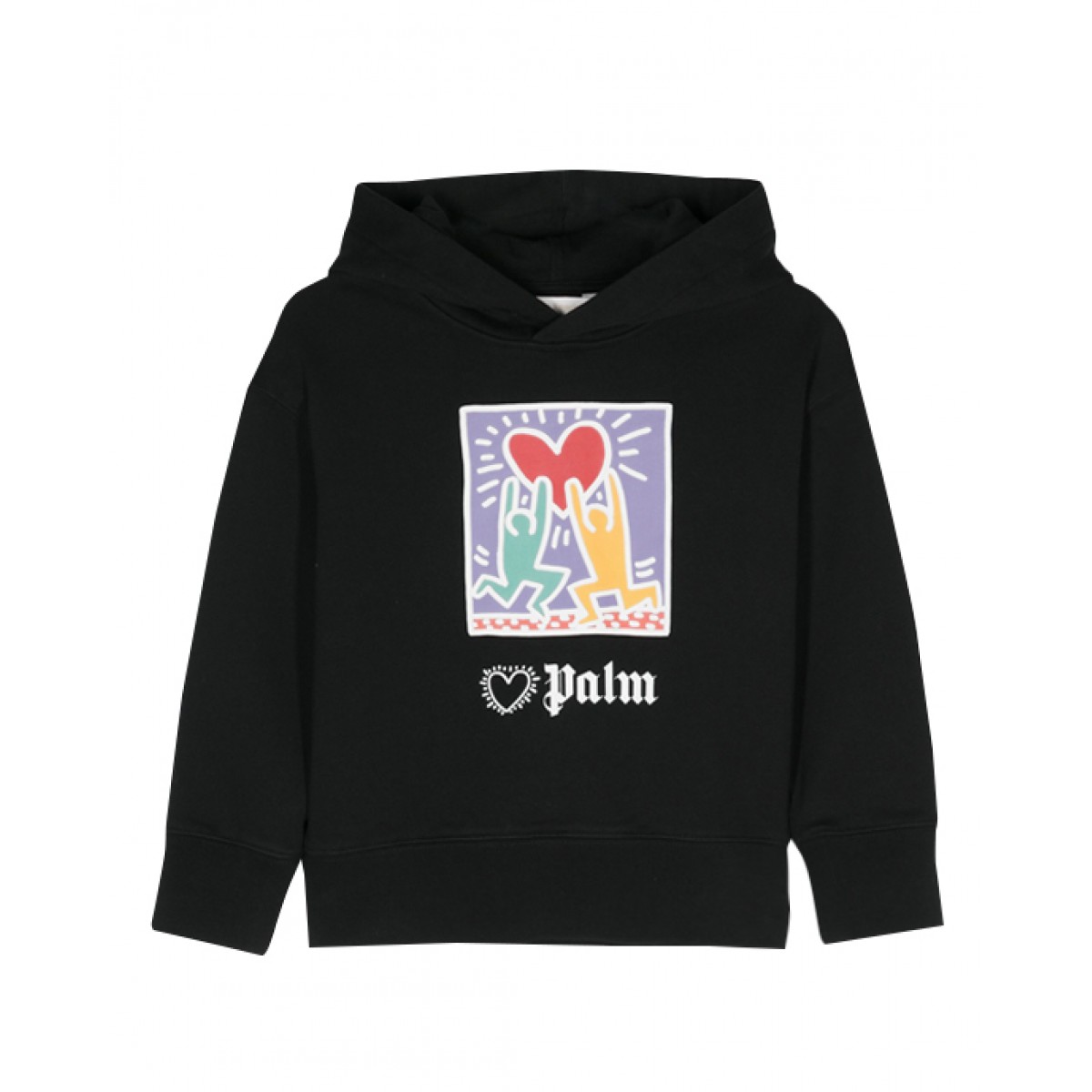 Black hoodie collaboration with Keith Haring