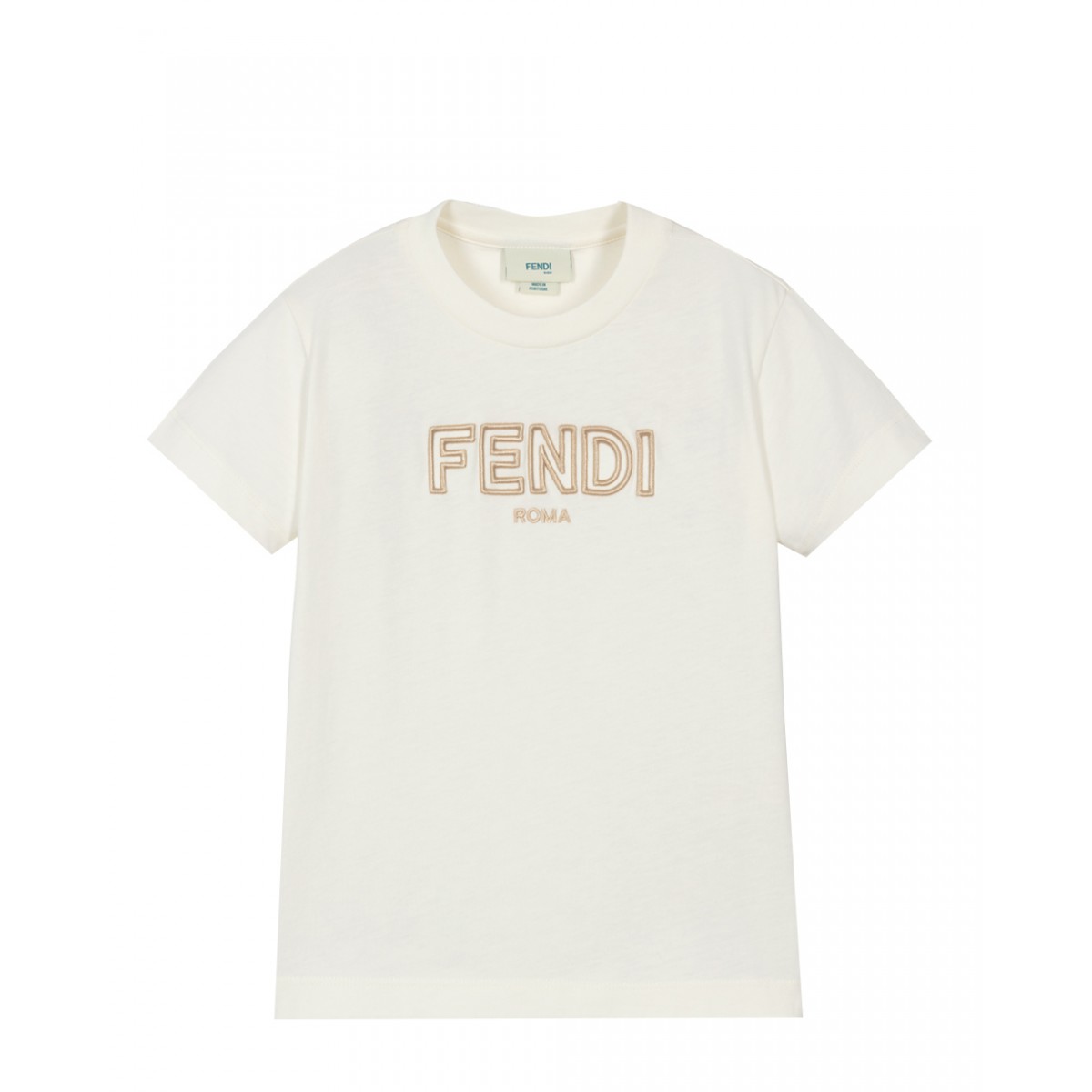 Ivory embroidered cotton T-shirt