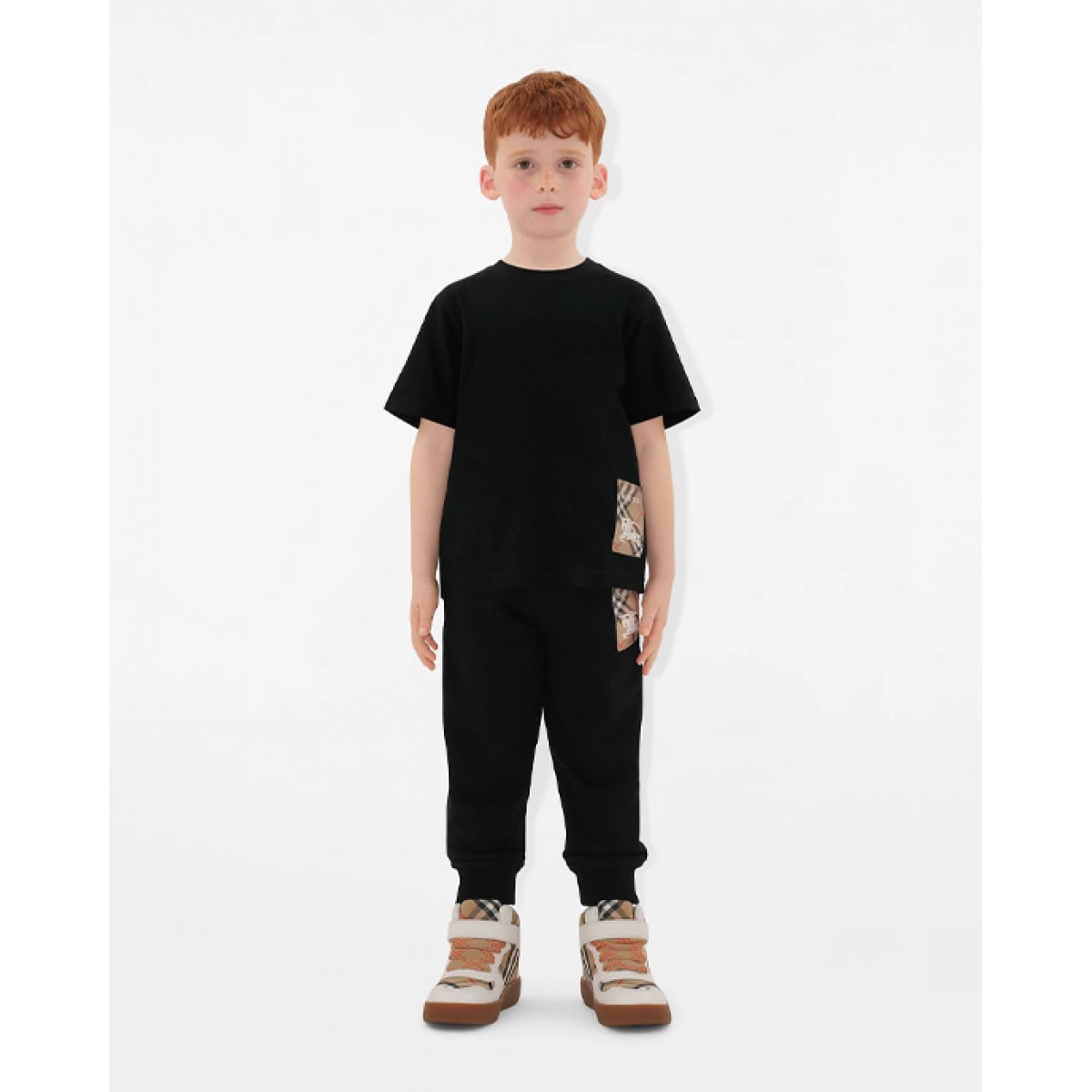 Check label cotton T-shirt