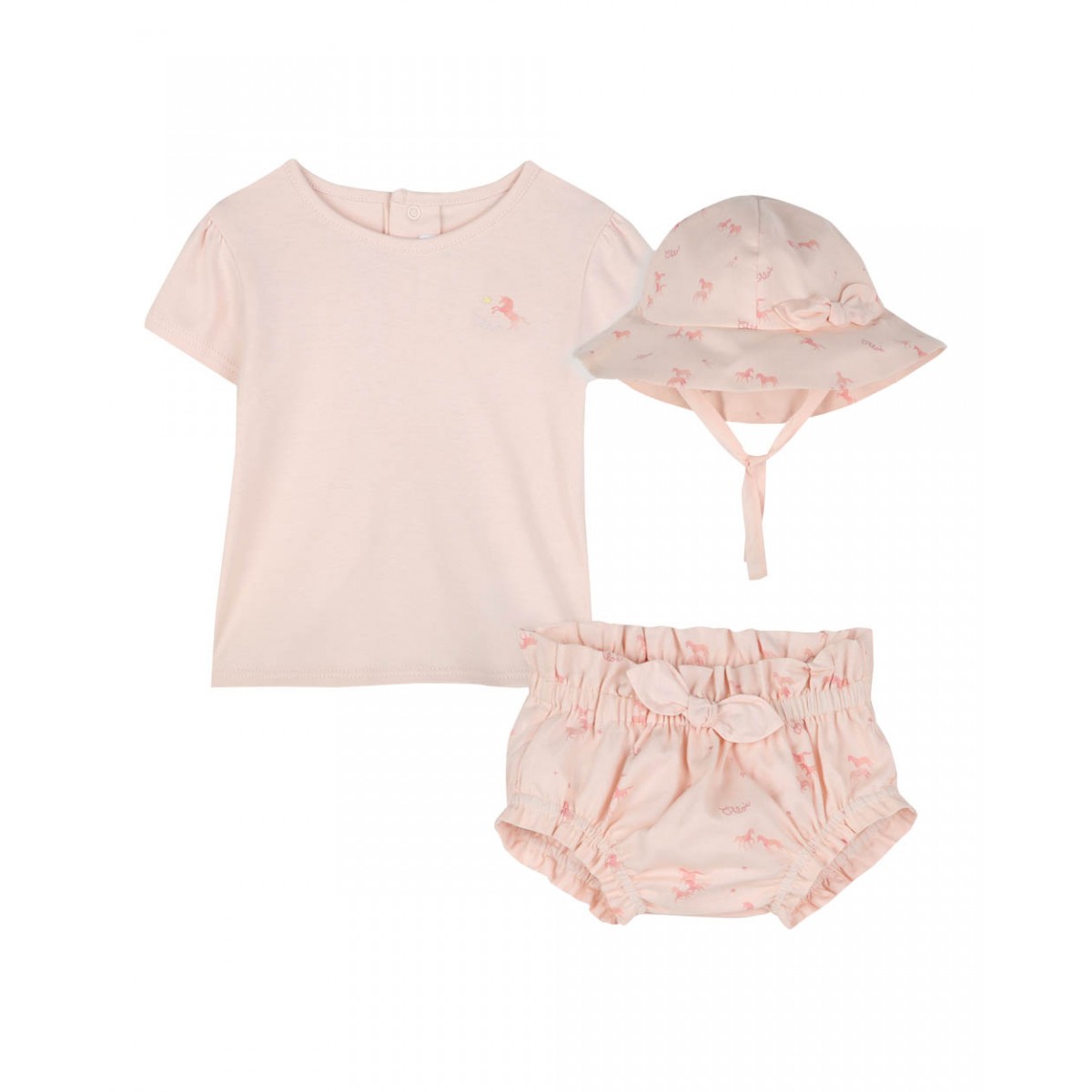 Baby girls pink cotton shorts gift set